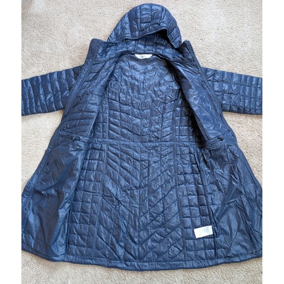 The North Face Thermoball Hooded Parka Womens Small Navy Blue Quilted Long Coat - Picture 7 of 10